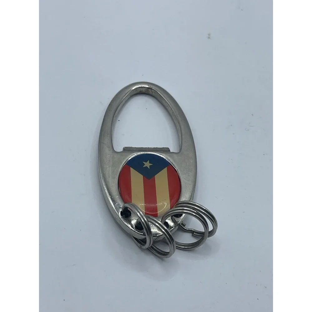 Puerto‎ Rico Flag Beer Can Keychain & Bottle Opener - Patriotic Metal Keyring